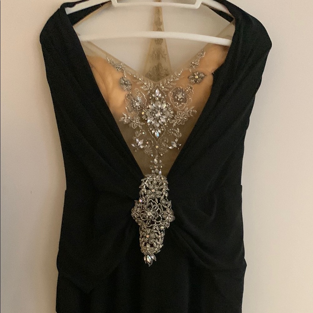Elegant Black Dress with Silver Embellishments